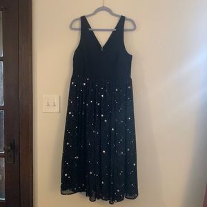 Torrid Black Star Chiffon Midi Dress